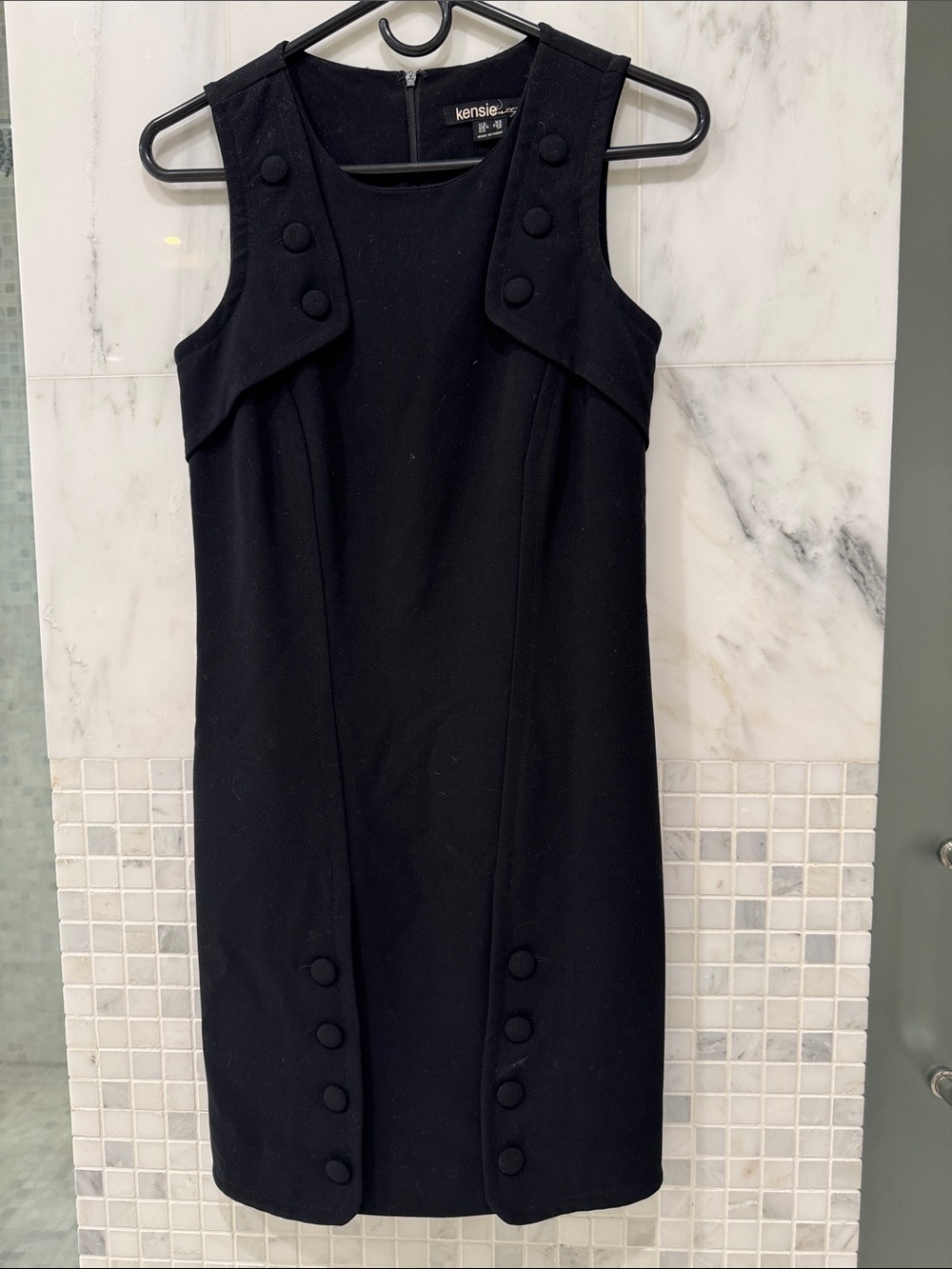 Kensie Black Sleeveless Button-Accent Mini Dress